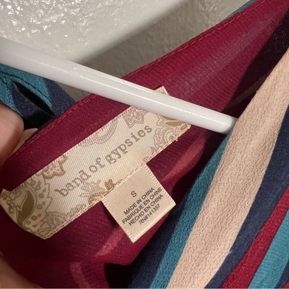 Band of Gypsies Blouse Striped Peplum Red Blue Stripes S - Picture 9 of 10